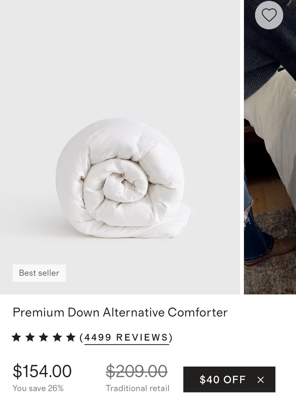 Quince White Cozy Down-Alternative Comforter